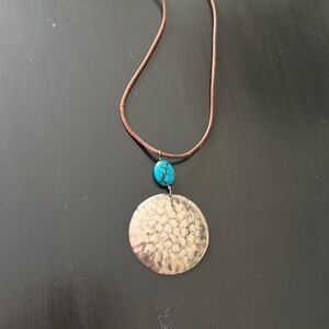 Silpada N2106 Hammered Silver Necklace with Turquoise Accent